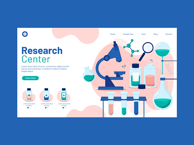 Research center landing page branding chemical design flat free icon illustration illustrator landing page logo research ui ux vector web website