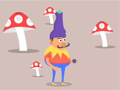 Juggler animation ball color flat gif hat juggler material motion mushroom vector
