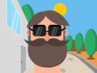 Hipster on the road character flat hipster illustration road sunglasses walk