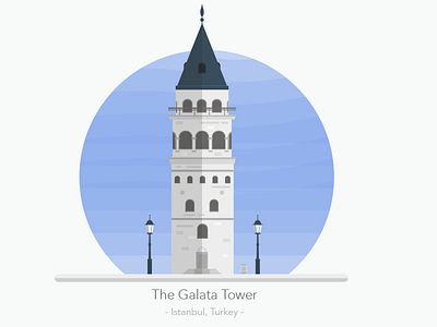 Galata Tower flat galata icon illustration istanbul monument set tower turkey