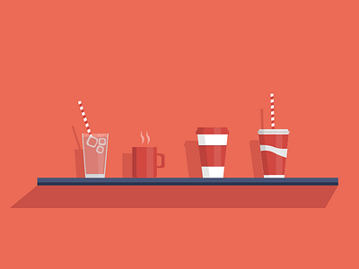 Drinks coffee color cup drinks flat icon illustration red web