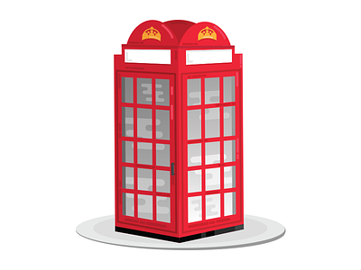 Phone Box british flat icon illustration landscape phonebook red vector