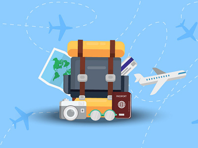 Travel Banner Illustration 2 banner flat holiday icon summer travel ui web work