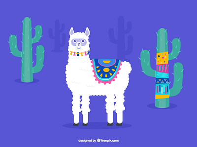 Cute Alpaca alpaca animal cactus flat gif icon lama ui vector web