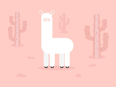 Alpaca 2018 alpaca animal cactus flat icon illustration. pink ui vector