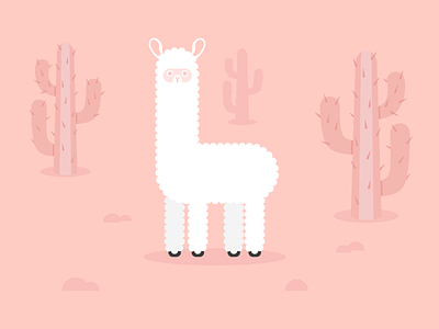 Alpaca 2018 alpaca animal cactus flat icon illustration. pink ui vector