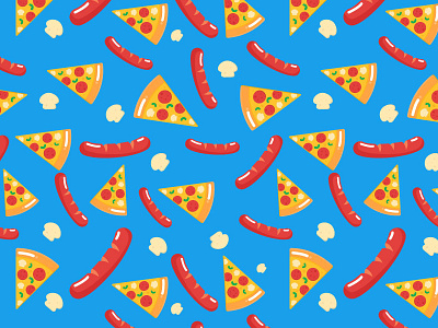 Food Pattern design flat food icon illustration mushroom pattern pizza ui ux web