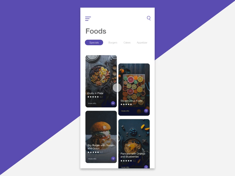 Food App Animation Concept adobe xd animation ios madewithadobexd madewithxd mobile ui ux uxd xd xddailychallenge