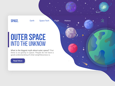 Outer Space Landing Page 2d animation character flat gif illustration landing landing page ui ux vector web website website banner