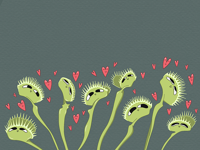 cutie venus flytrap cartoon cute digital art illustration kawai nyan plant procreate