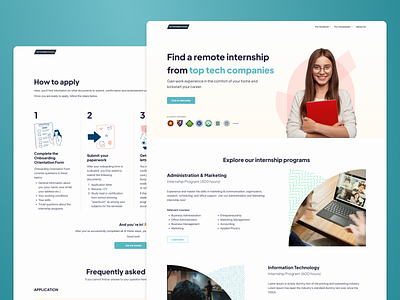 Landing and How to Apply Pages for Internship Website