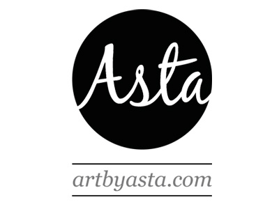 artbyasta.com logo artist black grey typography white