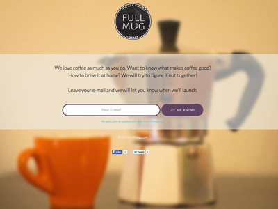 Fullmug.com coming soon page coffee coming soon community form fullscreen background