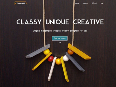 ClassyBrick.com brown fullscreen graphics landing page one page typography