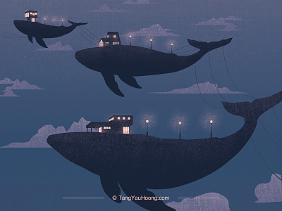 Journey In The Sky branding commission conceptual conceptual illustration cover art cover illustration digital illustration digital painting editorial editorial illustration illustration illustration art illustrator magazine illustration negative space storybook surreal art tang yau hoong whale