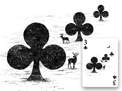 T(h)ree animal blackandwhite card club conceptual design fun graphic humor illustration minimalist nature pattern personalproject playingcard surreal tangyauhoong three tree