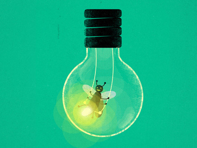 Swinging bulb conceptual designer firefly fun green illustration light nature swing tang yau hoong