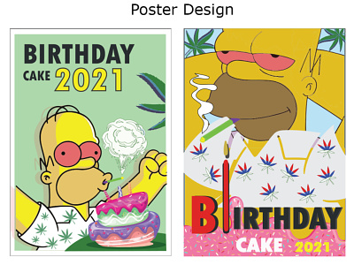 Birthday Cake 2021 illustration poster design the simpsons weed package