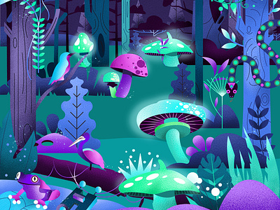 Enchanted Forest art design enchanted forest graphic design illustration magic minimalistic art nature palette vector