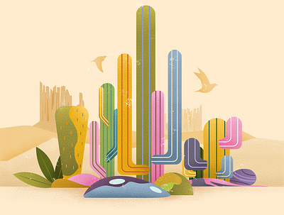 Western Cactus art birds cactus desert design graphic design illustration minimalistic art nature palette simpleillustration western