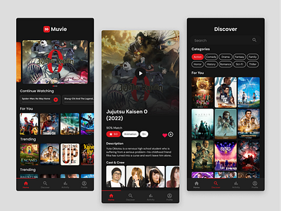 Muvie - Streaming Service Mobile App mobile app streaming service ui
