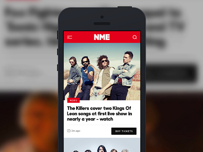 NME news homepage on mobile music news nme