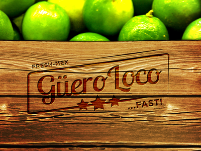Guero Loco brand burrito flyer limes mexican rustic