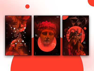 Statue Posters concept new poster red set shapes statue