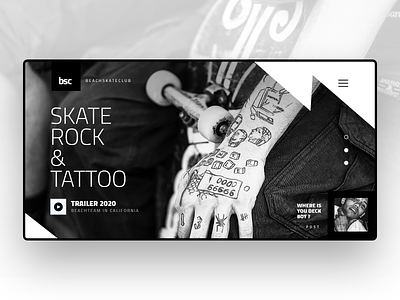 bsc design header hero home homepage ps rock site skate tattoo web