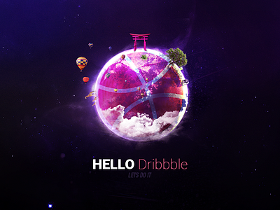 Hi Dribbble animals debut earth first hello life lights photoshop planet ps shot tree