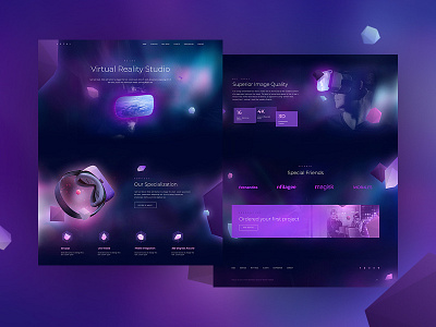 Virtual Reality 3d creative elementor home page land live shapes virtual reality vr web design