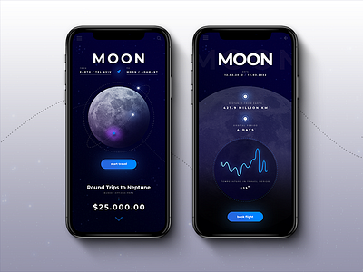 Space Tour App app inspiration mars mobile moon space tour travel ui ux user interface