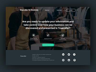 Truecaller for Business Landing Page business dark landing page web