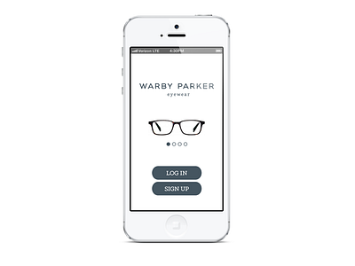 Warby Parker App - Start Up Screen app flat glasses iphone iphone 5 log in photoshop sign up warby parker