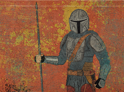 Mando design graphic design halftone illustration mandalorian poster procreate starwars truegrittexturesupply vectorart