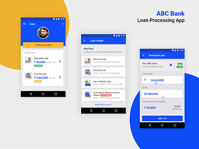 ABC Bank Loan Processing App + 1 Dribbble Invite bank bank app banking banking app blue clean creative dailyui interface landing ravidelixan simple simple design ui website