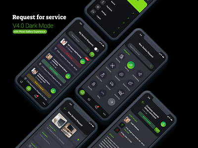 Request for Service - Dark Theme clean creative dailyui dark theme design interface landing landing page minimal mobile mobile app mobile app design mobile application mobile apps mobile design mobile ui ravidelixan trending website