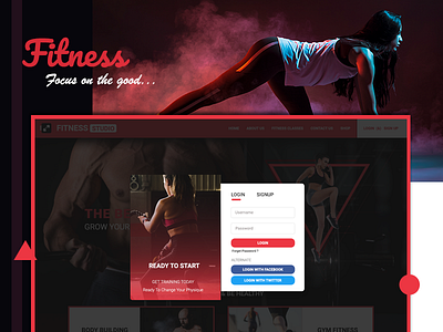 Fitnessapp Login app cards clean fitness fitnessstudio interface login newdesign popup ravidelixan trend webapp