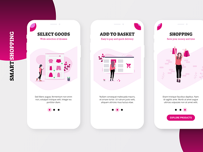 Smart Shopping Onboarding Screen app app screen clean creative dailyui design iphone iphone x landing landing page mobile app onboarding ravidelixan shop shopping shopping cart smart smart shopping ui ux