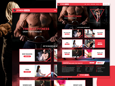 Fitness Studio - Category Page creative dailyui dark background design design app dribbbble fitbit fitness fitness app fitness center landing landing page ravidelixan red and black trending trending design trending ui ui ux website