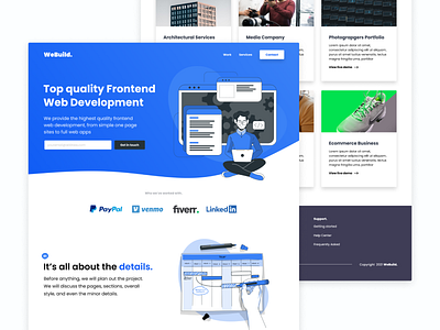 WeBuild Development Agency agency website company branding design developer flat design illustration landing page design web design