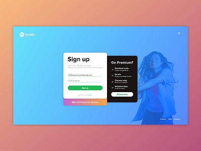 DailyUI #001 - Spotify Sign Up dailyui flat ios sign up spotify ui ux web web design