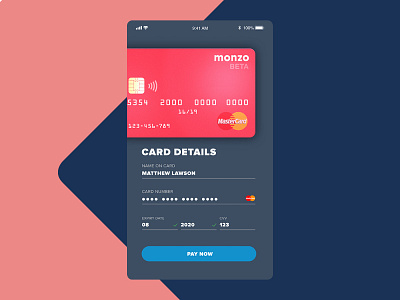 DailyUI #002 - Credit Card Checkout apple pay bank dailyui design flat form ios iphone minimalist monzo ui ux