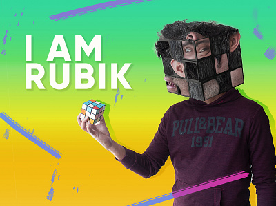 I am Rubik photo manipulation photoshop poster design