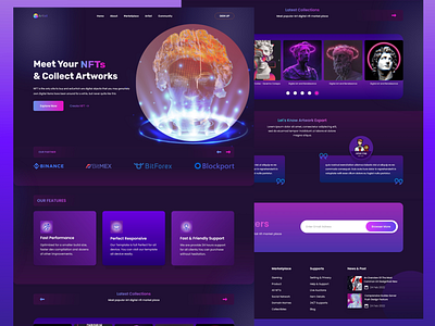 NFTs Marketplace landing page animation branding design graphic design illustration interface logo modren graphic product design research ui ux ux research vector