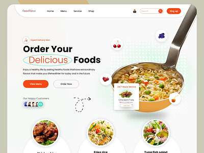 Foody--Food landing page website home home page design interface landing page landing page design minimal ui ui design uiux ux ux design web web design website website design