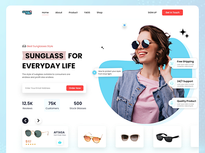 Sunglass Outlet- landing page website design home home page design interface landing page landing page design minimal ui ui design uiux ux ux design web web design website website design