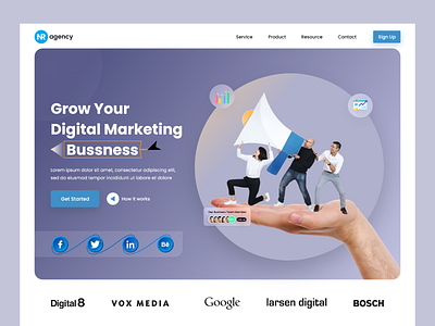 Digital Marketing Agency Landing Page agency template design graphic design interface research ui uiux design ux design visual design web design website design