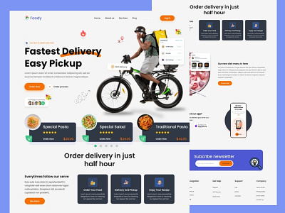 Foodvillage-Food Delivery Landing Page 🍕 cover photo design food design graphic design interface research ui ux design ux design web design website design