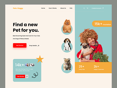 Pets Explore/care website design abcdefghijkl e commerce website family pets find pets graphic design interface mnopqrstuvwxyz. pappy pets pets care pets shop ui ux ux design ux research web design website design word press